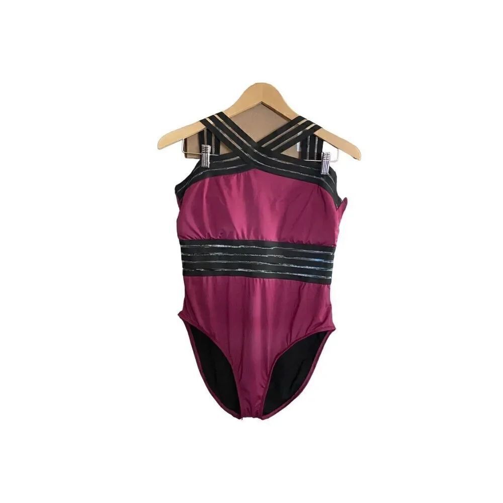Hilor women’s one piece front crossover, mesh swimsuit, size XXL